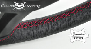 ALFA ROMEO 156 BLACK BEST QUALITY ITALIAN LEATHER STEERING WHEEL COVER PINK STITCHING 1997-2006 - Image 3