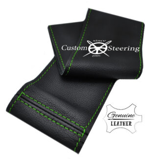 ALFA ROMEO 156 BLACK REAL ITALIAN LEATHER STEERING WHEEL COVER GREEN STITCHING 1997-2006 - Image 4
