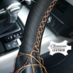 LAND ROVER DISCOVERY REAL ITALIAN LEATHER STEERING WHEEL COVER BEIGE STITCHING 1989-2010
