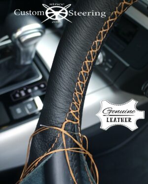 LAND ROVER DISCOVERY REAL ITALIAN LEATHER STEERING WHEEL COVER BEIGE STITCHING 1989-2010