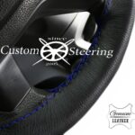 ALFA ROMEO 156 BLACK BEST QUALITY ITALIAN LEATHER STEERING WHEEL COVER BLUE STITCHING 1997-2006