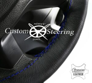 VOLKSWAGEN TRANSPORTER T5 2003-2010 REAL ITALIAN LEATHER STEERING WHEEL COVER ROYAL BLUE STITCHING - Image 5