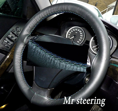 FOR MITSUBISHI PAJERO 1 PERFORATED LEATHER STEERING WHEEL COVER GREEN DOUBLE STT 