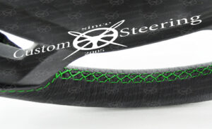 CITROEN BERLINGO MK2 2008-2017 GENUINE ITALIAN LEATHER STEERING WHEEL COVER GREEN STITCHING - Image 6