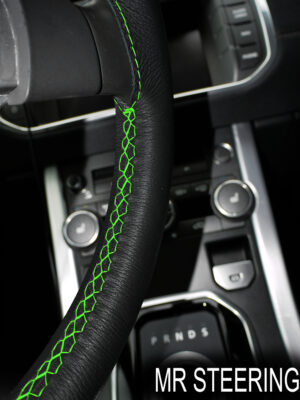 ALFA ROMEO 156 BLACK REAL ITALIAN LEATHER STEERING WHEEL COVER GREEN STITCHING 1997-2006 - Image 5