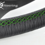 VOLKSWAGEN GOLF MK4 1997-2005 GENUINE ITALIAN LEATHER STEERING WHEEL COVER GREEN STITCHING