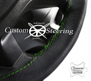 CITROEN BERLINGO MK2 2008-2017 GENUINE ITALIAN LEATHER STEERING WHEEL COVER GREEN STITCHING - Image 2