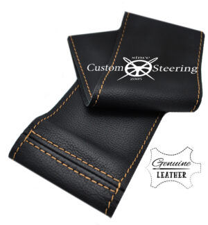 LAND ROVER DISCOVERY REAL ITALIAN LEATHER STEERING WHEEL COVER BEIGE STITCHING 1989-2010 - Image 3