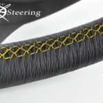 FORD FIESTA MK6/7 2002-2008 GENUINE BLACK BEST QUALITY ITALIAN LEATHER STEERING WHEEL COVER YELLOW STITCHING