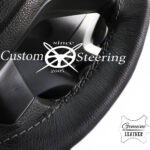 VOLKSWAGEN TRANSPORTER T5 2003-2009 GENUINE ITALIAN LEATHER STEERING WHEEL COVER GREY STITCHING
