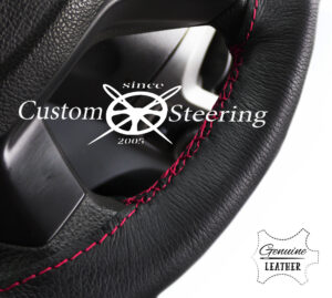 VOLKSWAGEN POLO MK3 6N 1994-2002 REAL BLACK LEATHER STEERING WHEEL COVER PINK STITCHING