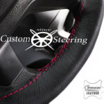 VOLKSWAGEN TRANSPORTER T5 2003-2009 GENUINE ITALIAN LEATHER STEERING WHEEL COVER HOT PINK STITCHING