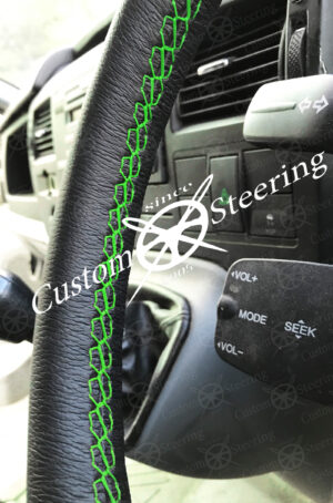 CITROEN BERLINGO MK2 2008-2017 GENUINE ITALIAN LEATHER STEERING WHEEL COVER GREEN STITCHING