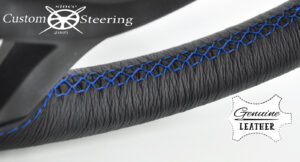 CITROEN BERLINGO MK2 2008+ GENUINE ITALIAN LEATHER STEERING WHEEL COVER SKY BLUE STITCHING