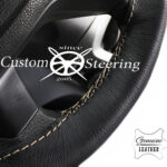 AUDI A2 1999-2005 REAL BEST QUALITY BLACK LEATHER STEERING WHEEL COVER CREAM STITCHING