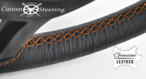 FORD RANGER MK3 REAL ITALIAN LEATHER STEERING WHEEL COVER ORANGE STITCHING 2006-2009 - Image 3