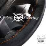 CITROEN 2CV CLASSIC GENUINE BEST QUALITY BLACK ITALIAN LEATHER STEERING WHEEL COVER ORANGE STITCHING