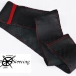 HONDA CR-X MK2 1987-1998 REAL PERFORATED LEATHER + RED LEATHER STRAP STEERING WHEEL COVER WITH RED STITCHING