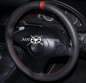 HONDA CR-X MK2 1987-1998 REAL PERFORATED LEATHER + RED LEATHER STRAP STEERING WHEEL COVER WITH RED STITCHING - Image 2
