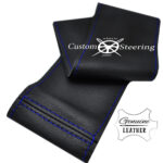 VOLKSWAGEN TRANSPORTER T4 1991-2003 GENUINE ITALIAN LEATHER STEERING WHEEL COVER ROYAL BLUE STITCHING