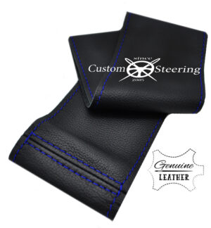 VOLKSWAGEN TRANSPORTER T5 2003-2010 REAL ITALIAN LEATHER STEERING WHEEL COVER ROYAL BLUE STITCHING - Image 2