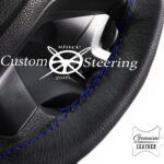 TOYOTA LAND CRUISER 100 1998-2007 GENUINE BEST QUALITY ITALIAN LEATHER STEERING WHEEL COVER ROYAL BLUE STITCHING