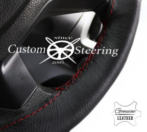 AUDI A2 1999-2005 REAL BEST QUALITY BLACK LEATHER STEERING WHEEL COVER DARK RED STITCHING - Image 5