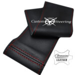 HYUNDAI i30 MK1 REAL ITALIAN LEATHER STEERING WHEEL COVER RED STITCHING 2007-2011