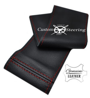 AUDI A2 1999-2005 REAL BEST QUALITY BLACK LEATHER STEERING WHEEL COVER DARK RED STITCHING - Image 2
