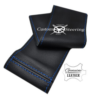 TOYOTA AYGO MK1 2005-2010 GENUINE BEST QUALITY ITALIAN LEATHER STEERING WHEEL COVER SKY BLUE STITCHING - Image 3