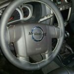 For CHEVROLET T-SERIES 11-15 Real Black Leather Steering Wheel Cover Grey Stitch