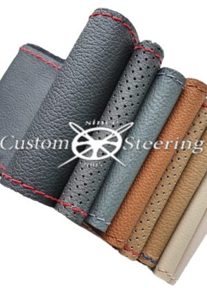 LAND ROVER DISCOVERY REAL ITALIAN LEATHER STEERING WHEEL COVER WHITE STITCHING 1989-2010 - Image 5