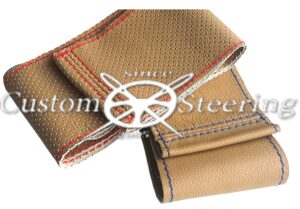 For LAND ROVER SERIES III 1971-1985 Real Beige Perforated Leather Steering Wheel Cover ** choose color thread - Image 2