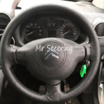 FOR CITROEN BERLINGO II 08-17 BLACK PERFORATED LEATHER STEERING WHEEL COVER ** select colour thread