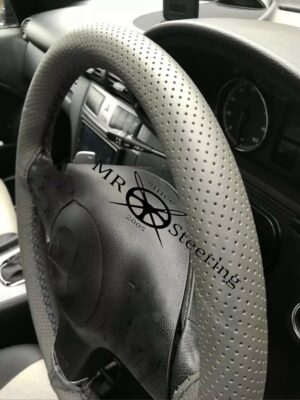 For LAND ROVER DISCOVERY I,II,III SERIES 1989-2010 Real Grey Perforated Leather Steering Wheel Cover ** choose color thread
