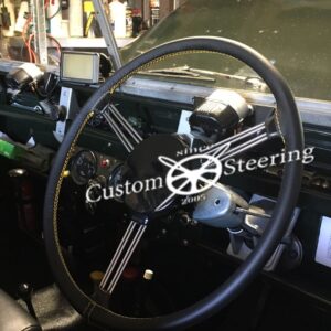 For LAND ROVER SERIES II, IIA 1958-1971 Real Black Leather Steering Wheel Cover ** choose color thread