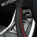 for CITROEN C1 2005-2013 REAL BLACK ITALIAN LEATHER STEERING WHEEL COVER RED STITCHING