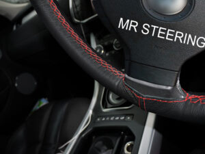 for CITROEN C1 2005-2013 REAL BLACK ITALIAN LEATHER STEERING WHEEL COVER RED STITCHING - Image 3