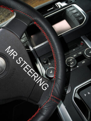 for CITROEN C1 2005-2013 REAL BLACK ITALIAN LEATHER STEERING WHEEL COVER RED STITCHING - Image 2