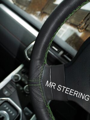 for FORD TRANSIT CUSTOM 13+ LEATHER STEERING WHEEL COVER GREEN STITCH - Image 3