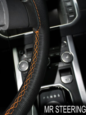 FORD RANGER MK3 REAL ITALIAN LEATHER STEERING WHEEL COVER ORANGE STITCHING 2006-2009