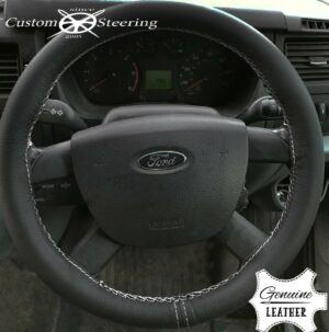 FORD TRANSIT MK7 06-12 Black Perforated Leather Steering Wheel Cover - Image 4