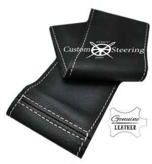 VOLKSWAGEN TRANSPORTER T4 1991-2003 GENUINE ITALIAN LEATHER STEERING WHEEL COVER WHITE STITCHING - Image 4