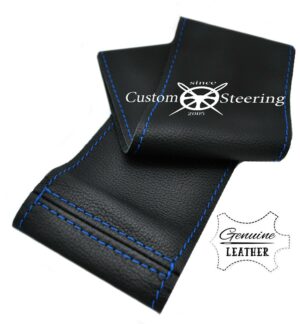 FORD TRANSIT MK7 06-12 Black Leather Steering Wheel Cover with Blue Stitch - Image 4