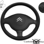 FOR CITROEN BERLINGO II 08-17 BLACK PERFORATED LEATHER STEERING WHEEL COVER DIY
