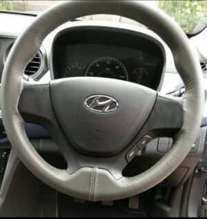 for HYUNDAY i10 2007 - 2019 DARK GREY LEATHER STEERING WHEEL COVER