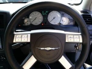 for CHRYSLER 300C BLACK PERFORATED LEATHER STEERING WHEEL COVER 2005-2010** choose color stitch