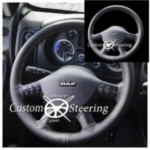 for DAF LF 2001-2020 Black Perfotated Leather Steering Wheel Cover ** Choose Color Stitch - Image 2