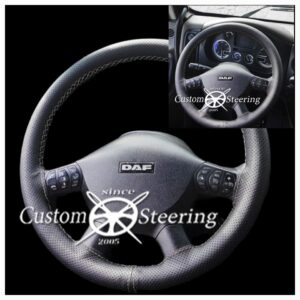 for DAF LF 2001-2020 Black Perfotated Leather Steering Wheel Cover ** Choose Color Stitch - Image 3