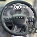 for DAF XF 1997-2020 Black Perfotated Leather Steering Wheel Cover ** Choose Color Stitch